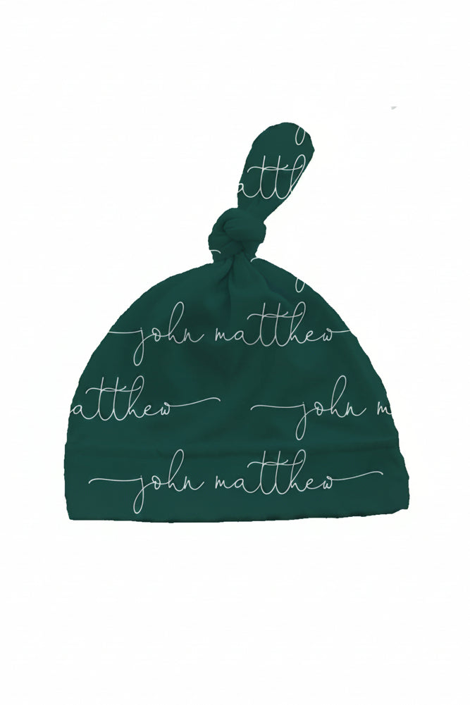 emerald knotted hat script personalized 