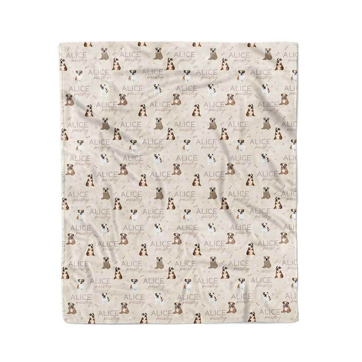 neutral personalized kids blanket bulldog