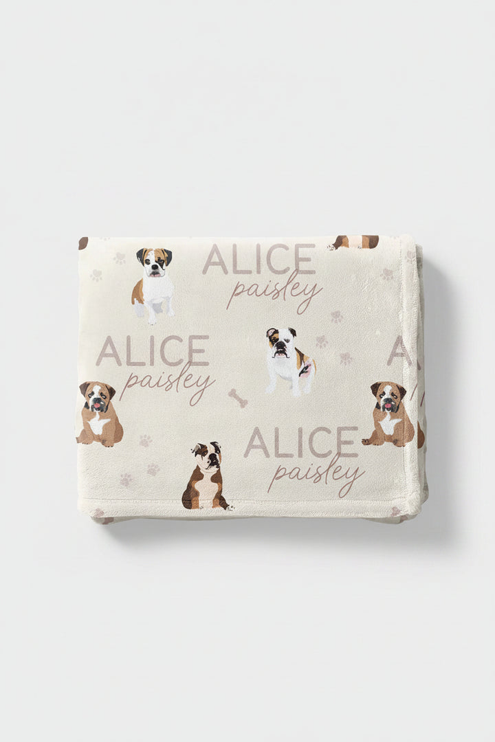 personalized kids blanket bulldog