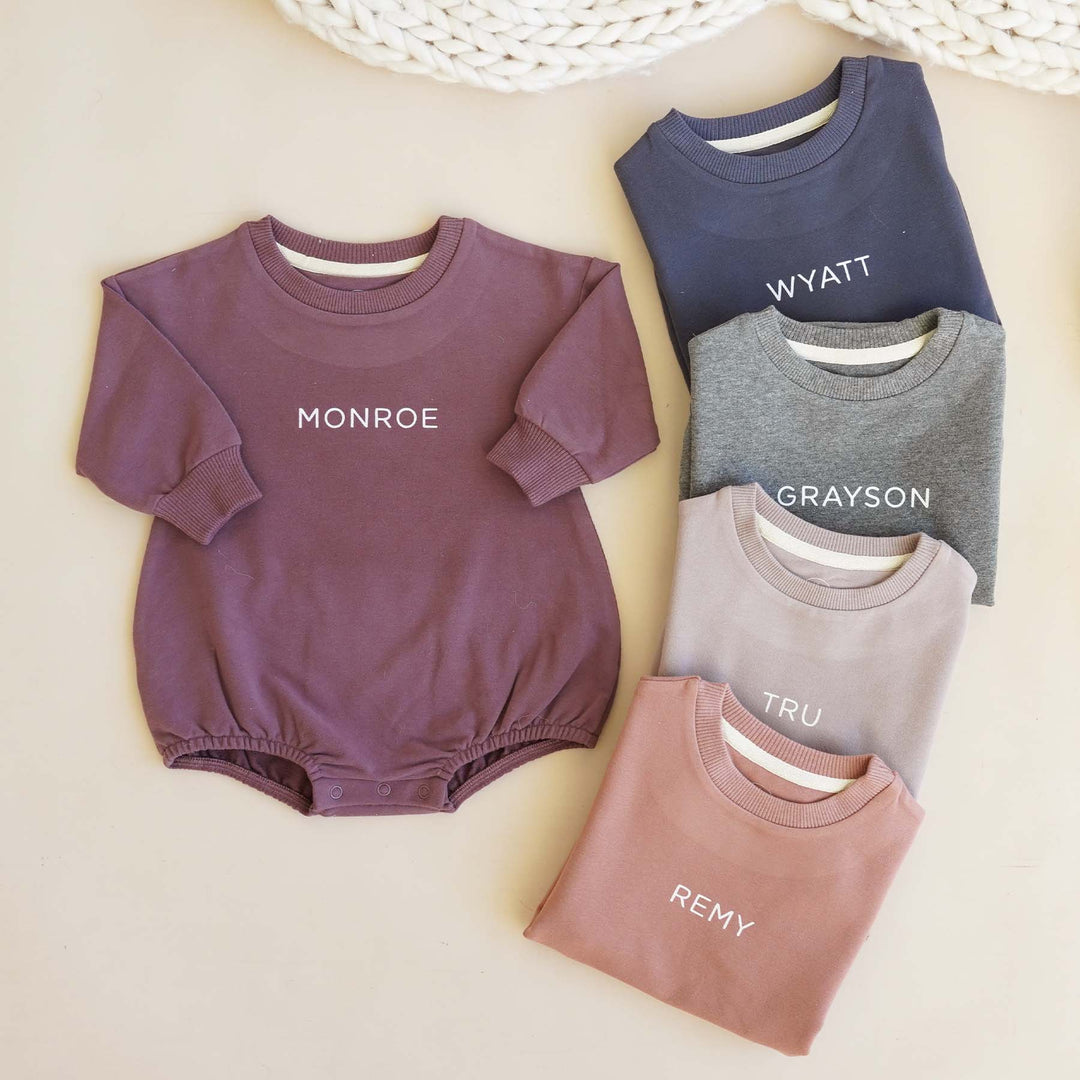 fall personalized sweatshirt bubble romper 