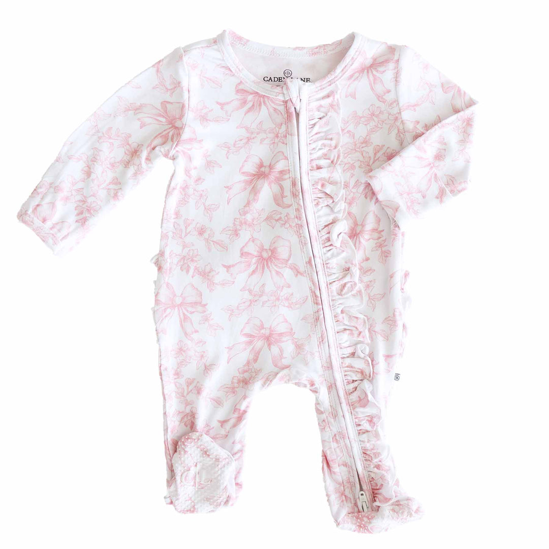 baby ruffle zipper footie fancy frills 