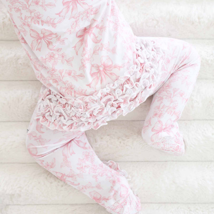 fancy frills ruffle zipper footie for baby girls 