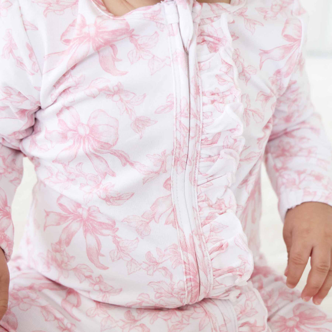 baby girl ruffle zipper footie fancy frills 