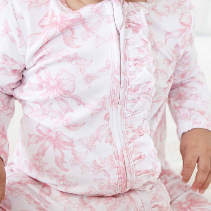 baby girl ruffle zipper footie fancy frills 