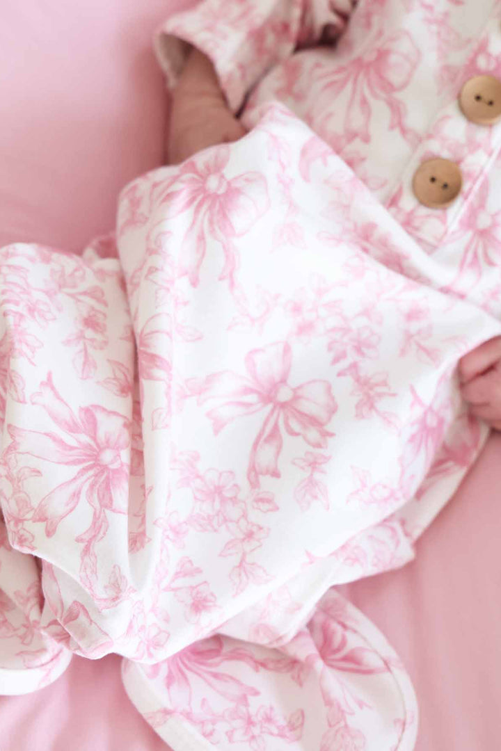 pink bow and floral newborn knot gown 