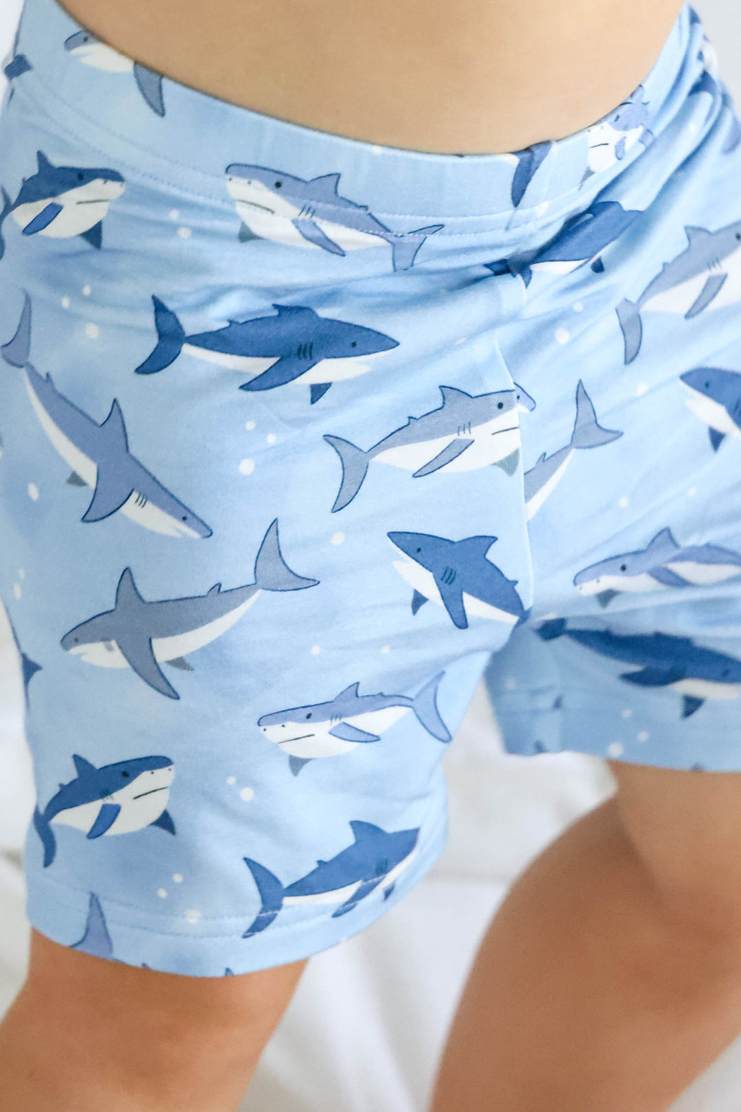 closeup of shorts for fin friends pajama set