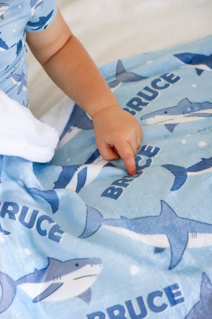 fin friends kids blanket close-up detail