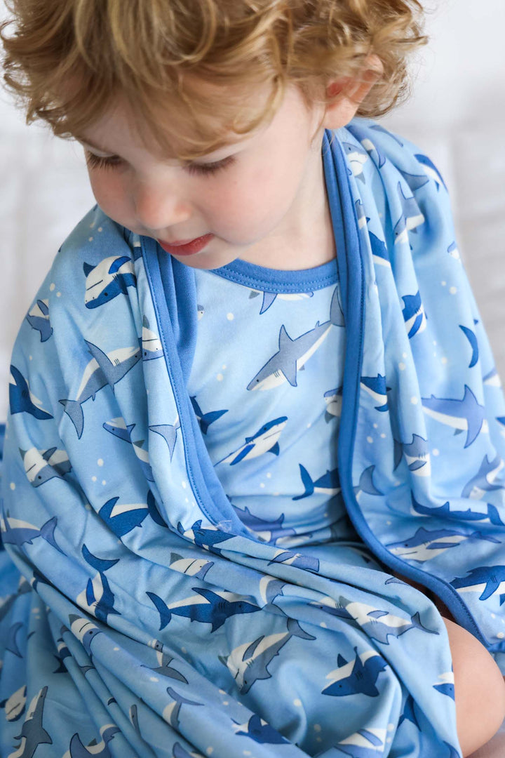 fin friends pajamas with matching bamboo blanket 