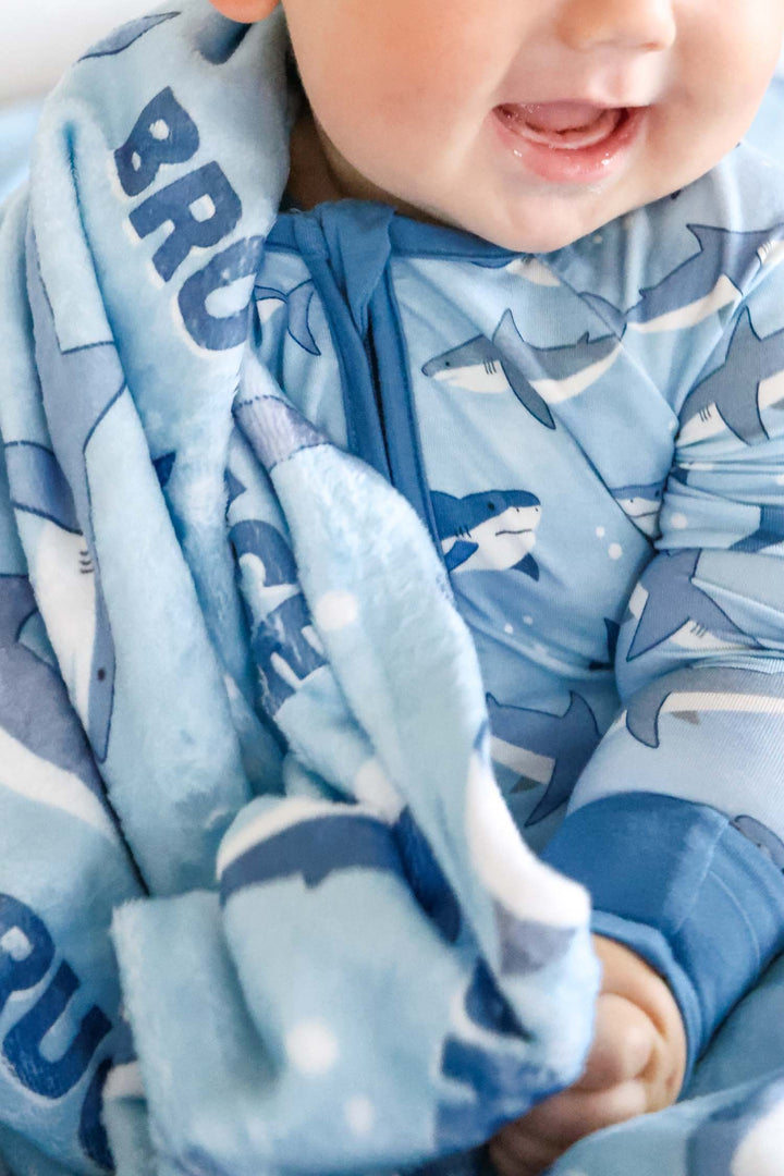 personalized shark print blanket for kids