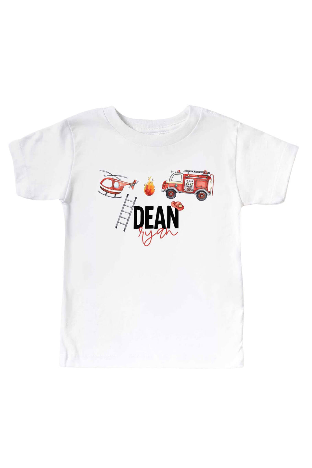 firetruck personalized kids graphic tee 