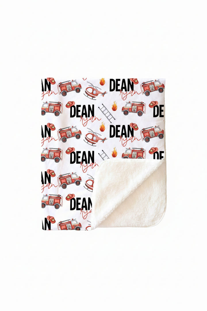 Firetrucks Personalized Toddler Blanket