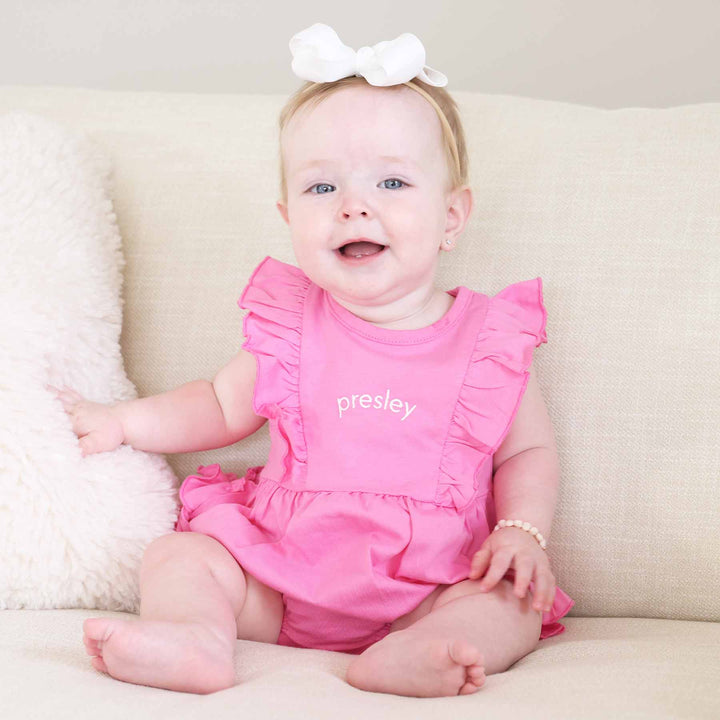 flamingo personalized ruffle bubble for girls 