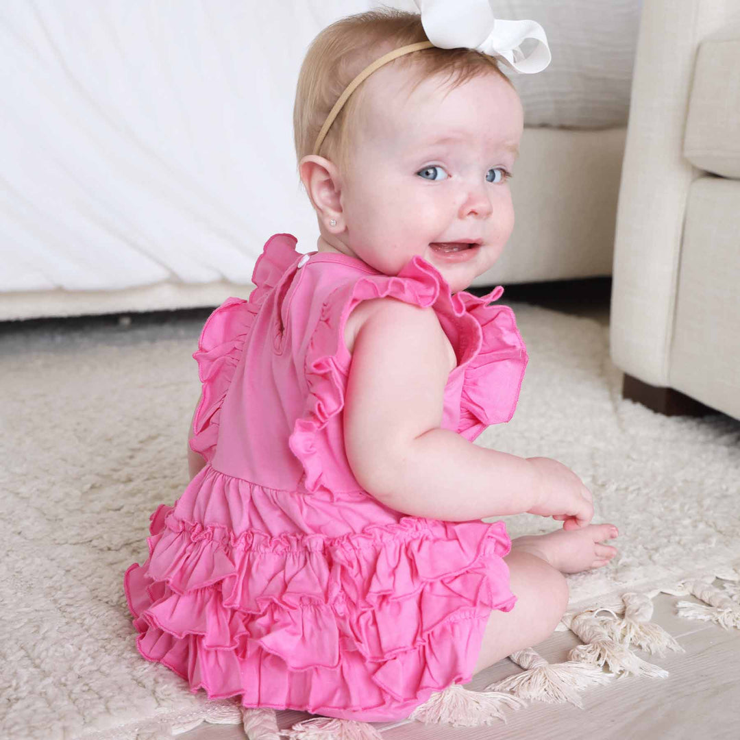 flamingo embroidered romper for girls 