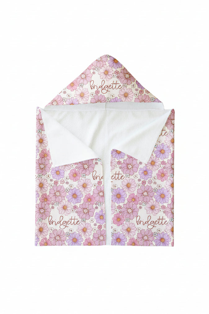 purple floral toddler hooded towel 