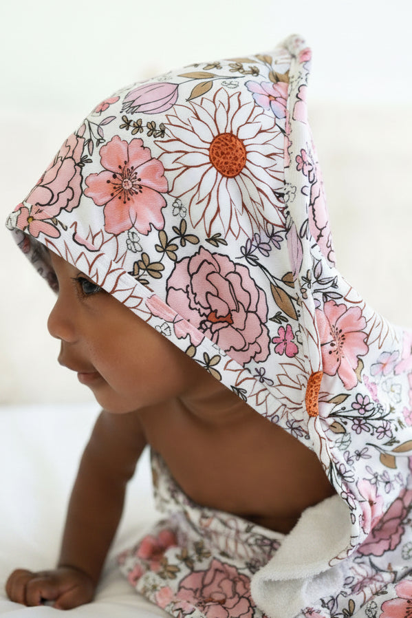 bamboo hooded towel purple floral