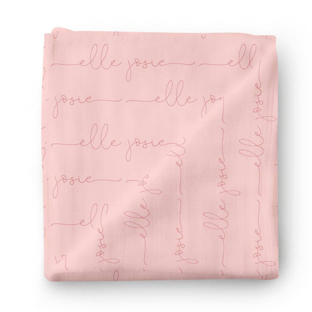 all pink personalized baby name swaddle script 