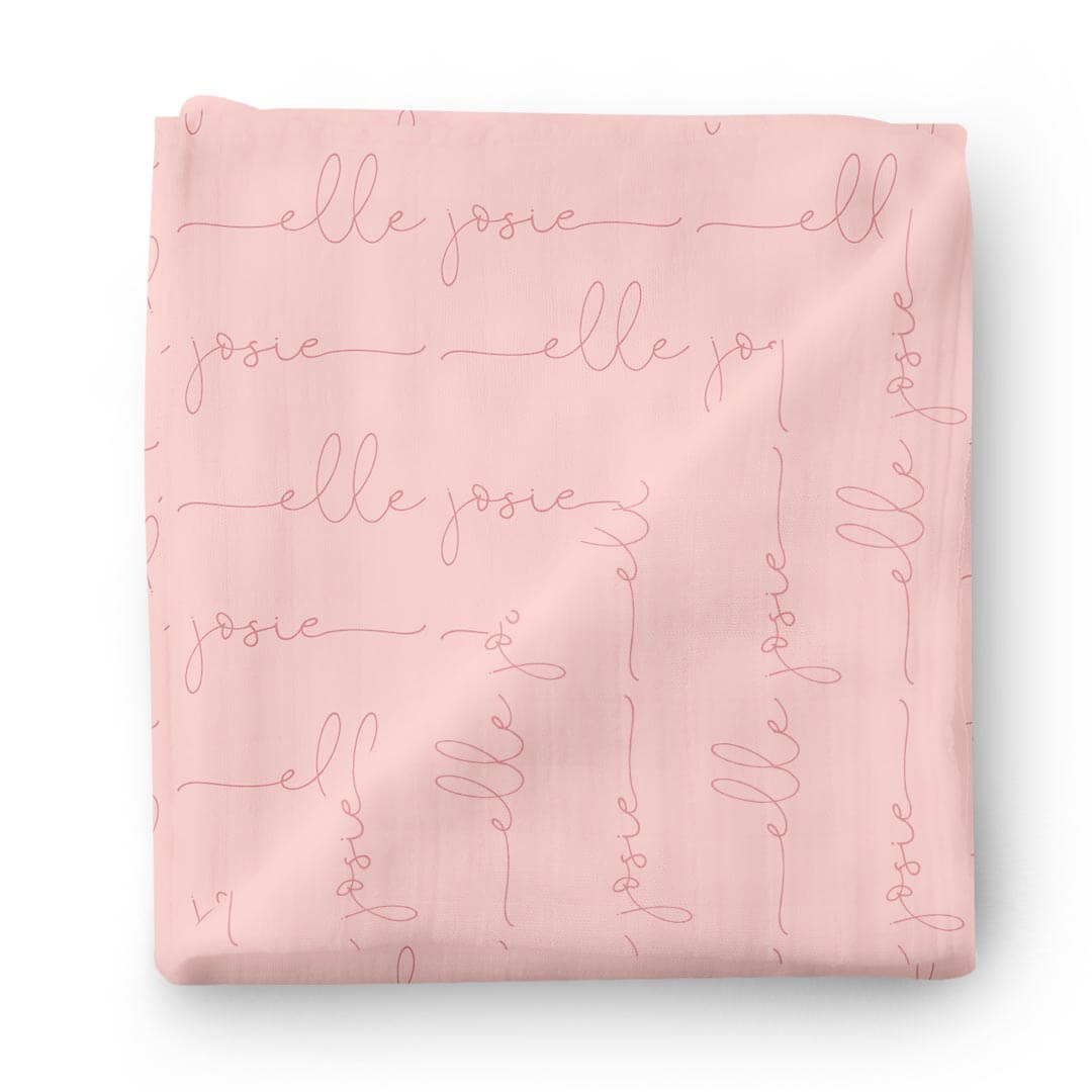 all pink personalized baby name swaddle script 