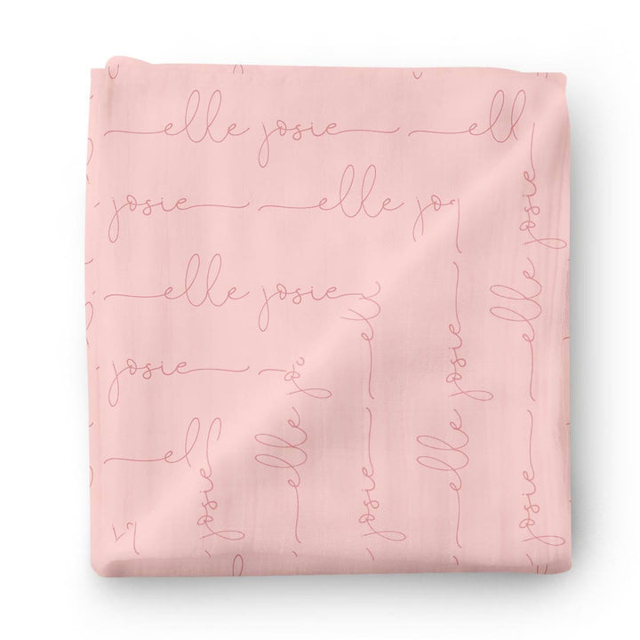 all pink personalized baby name swaddle script 