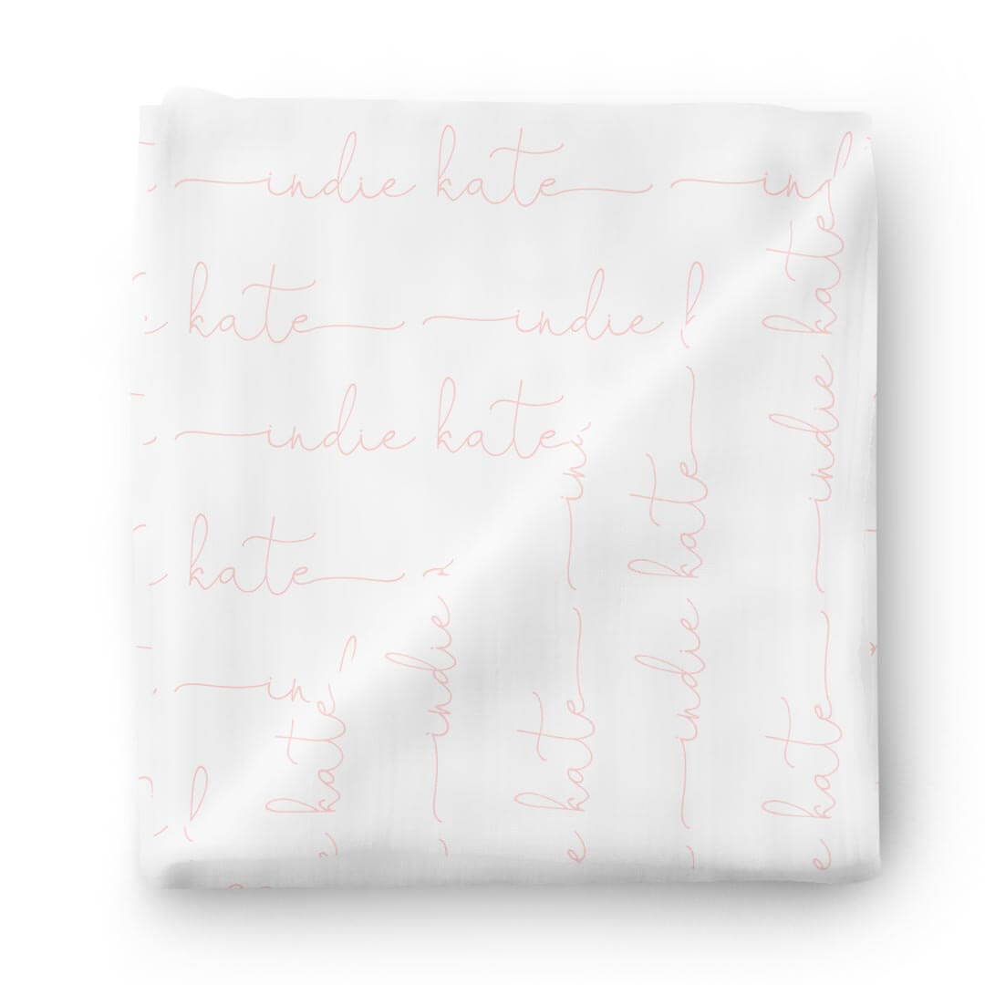 personalized baby name swaddle blanket pink on white 