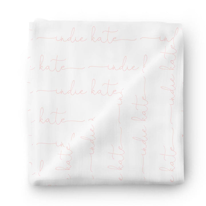 personalized baby name swaddle blanket pink on white 