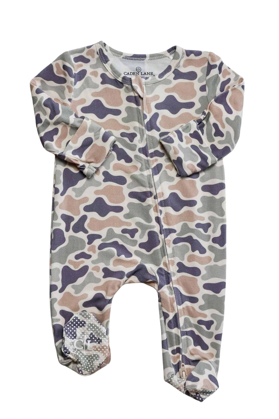 Bamboo Zipper Footie | Camo Cutie