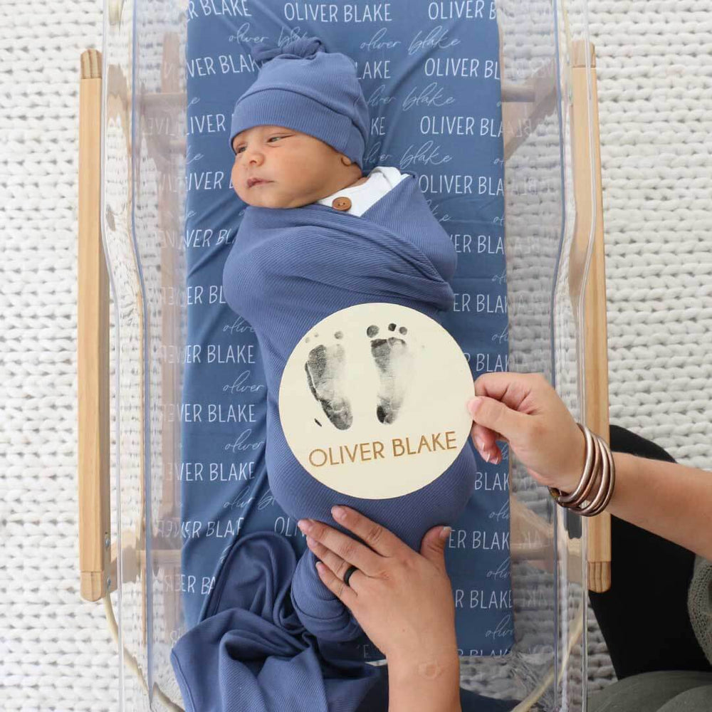 personalized baby footprint woo announcement 