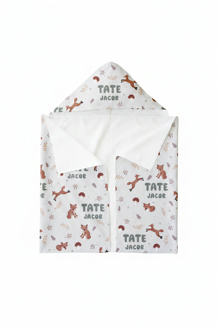 fox personalized hooded towel for kids 