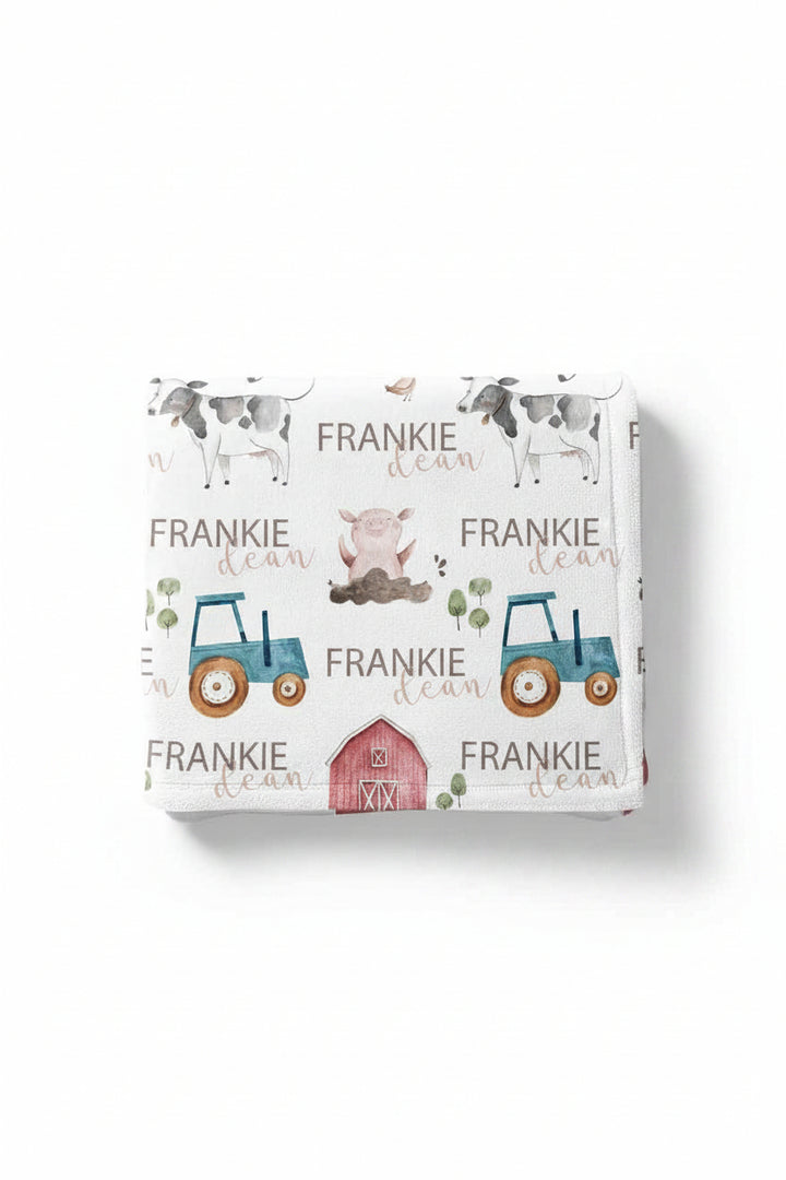 farm personalized toddler blanket 