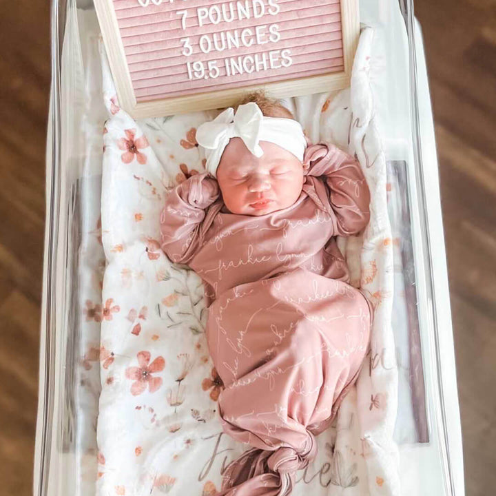 baby knot gown solid mauve 
