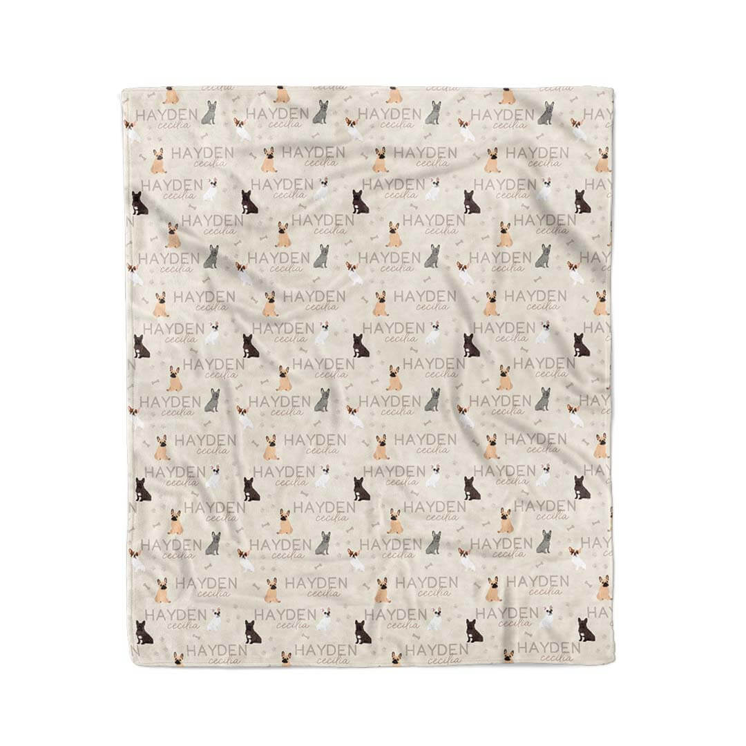 french bulldog personalized kids blanket neutral 