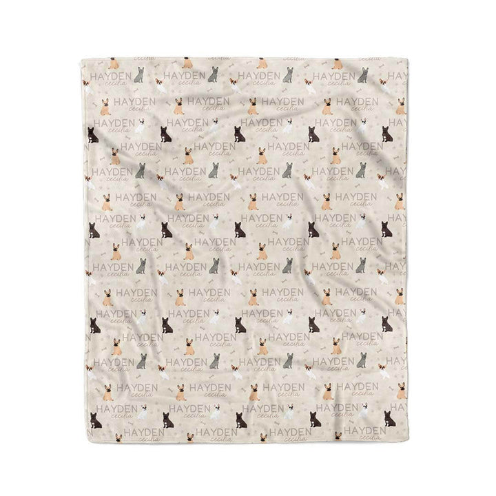french bulldog personalized kids blanket neutral 