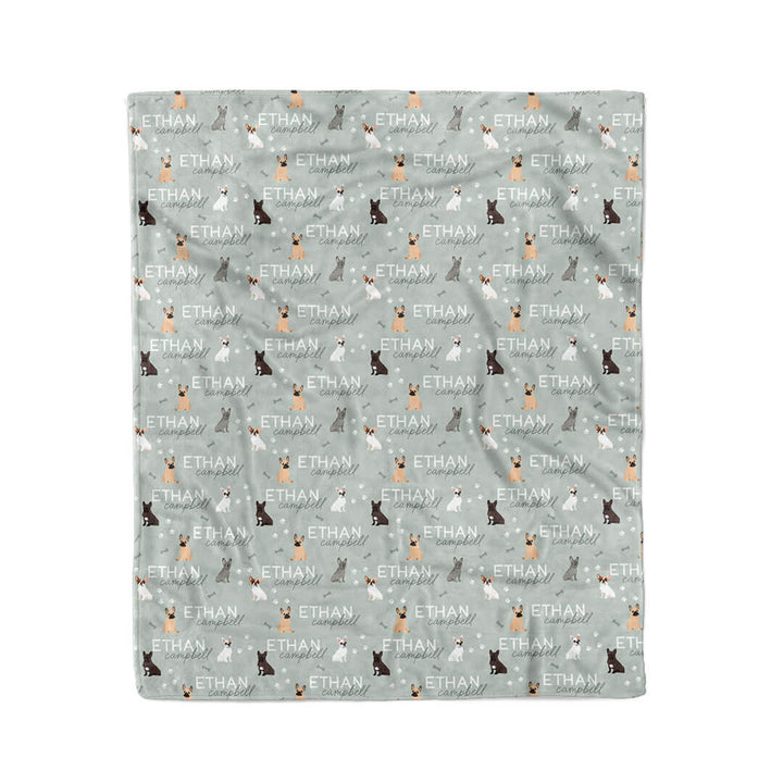 french bulldog personalized kids blanket green 