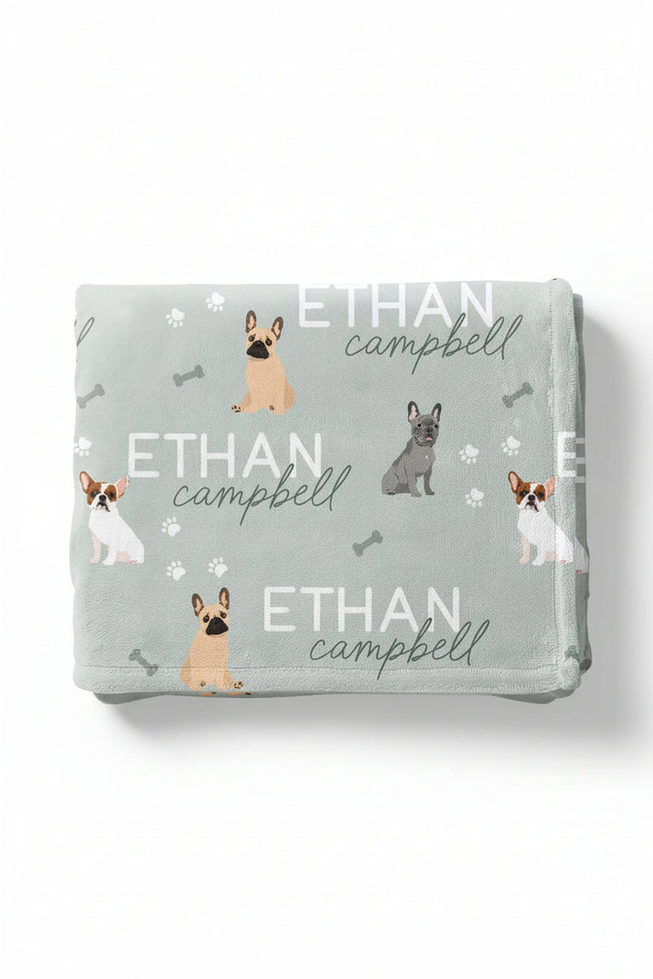 green personalized blanket french bulldog 