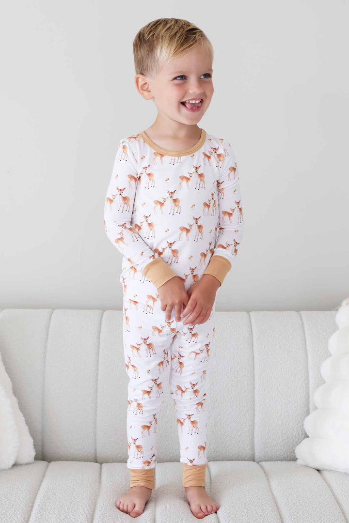 friendly fawn gender neutral kids pajamas 