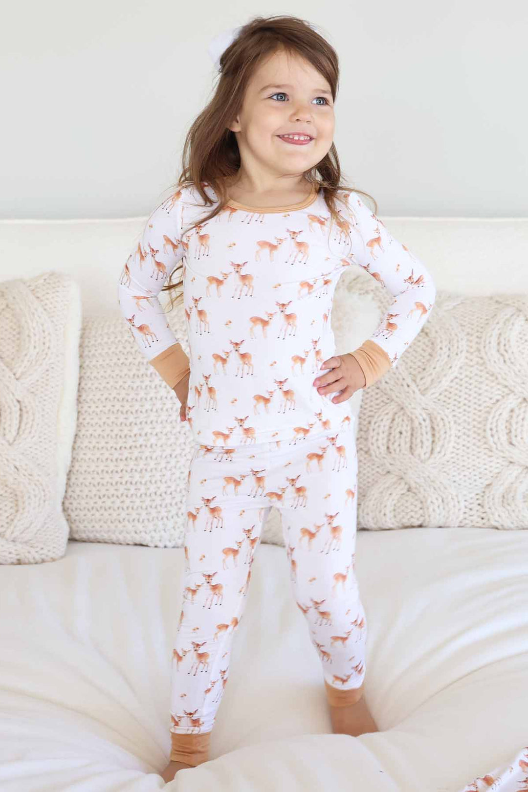 friendly fawn bamboo pajama set for kids 