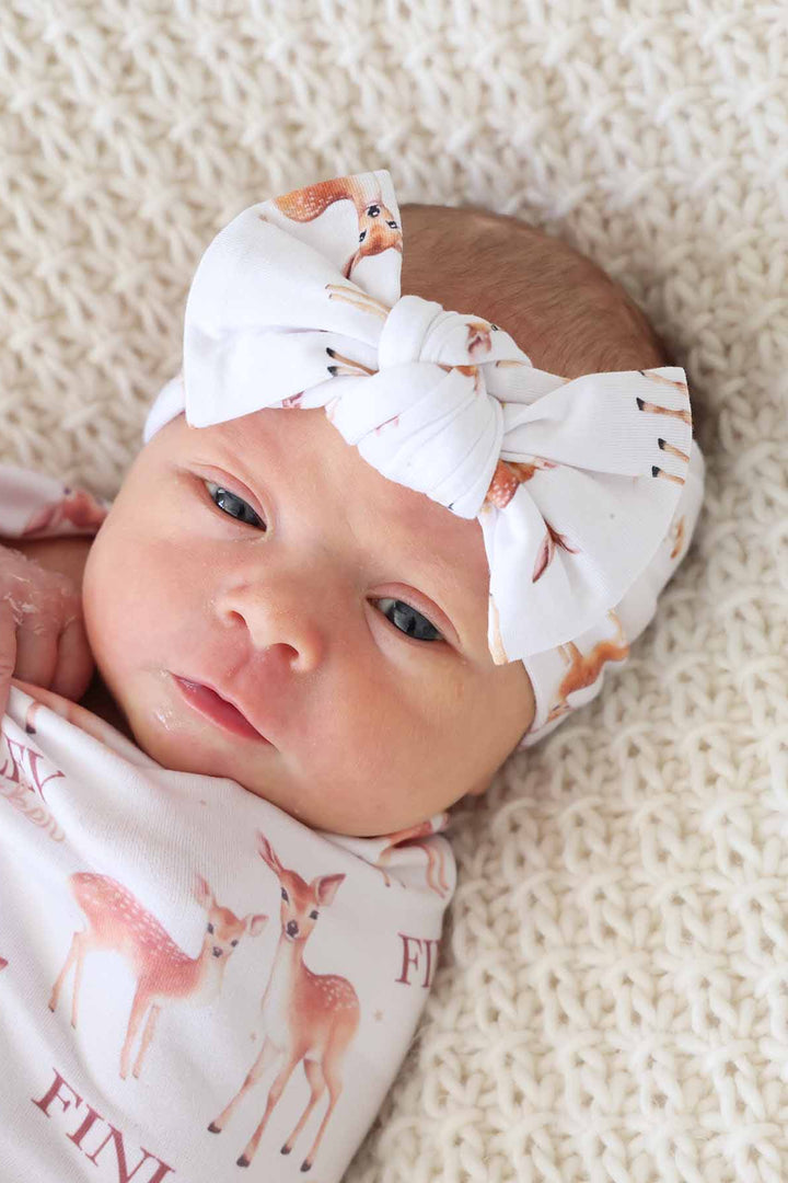 deer knit headwrap for babies 