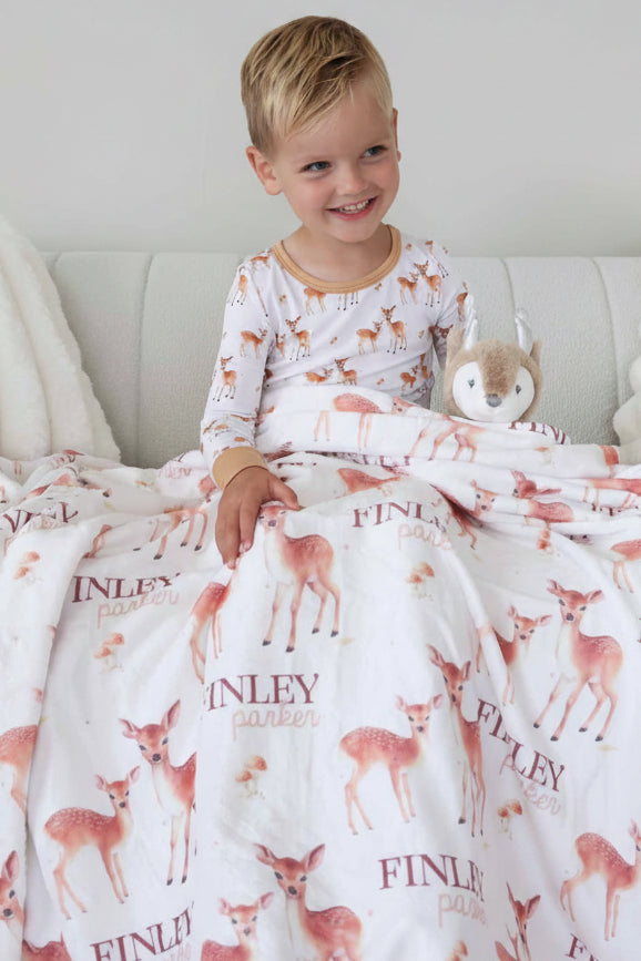 Friendly Fawns Personalized Kids Blanket