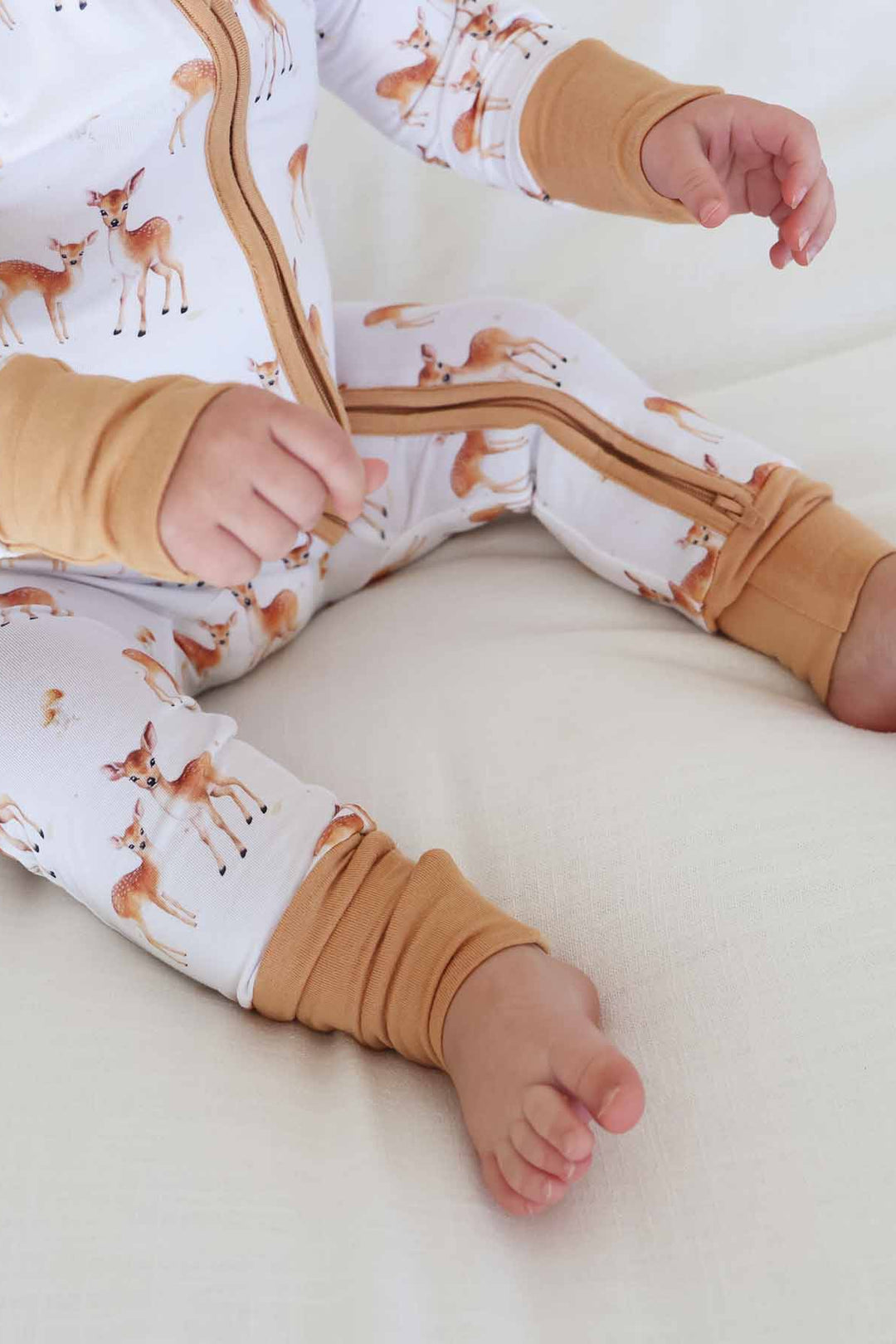 deer baby zip romper 