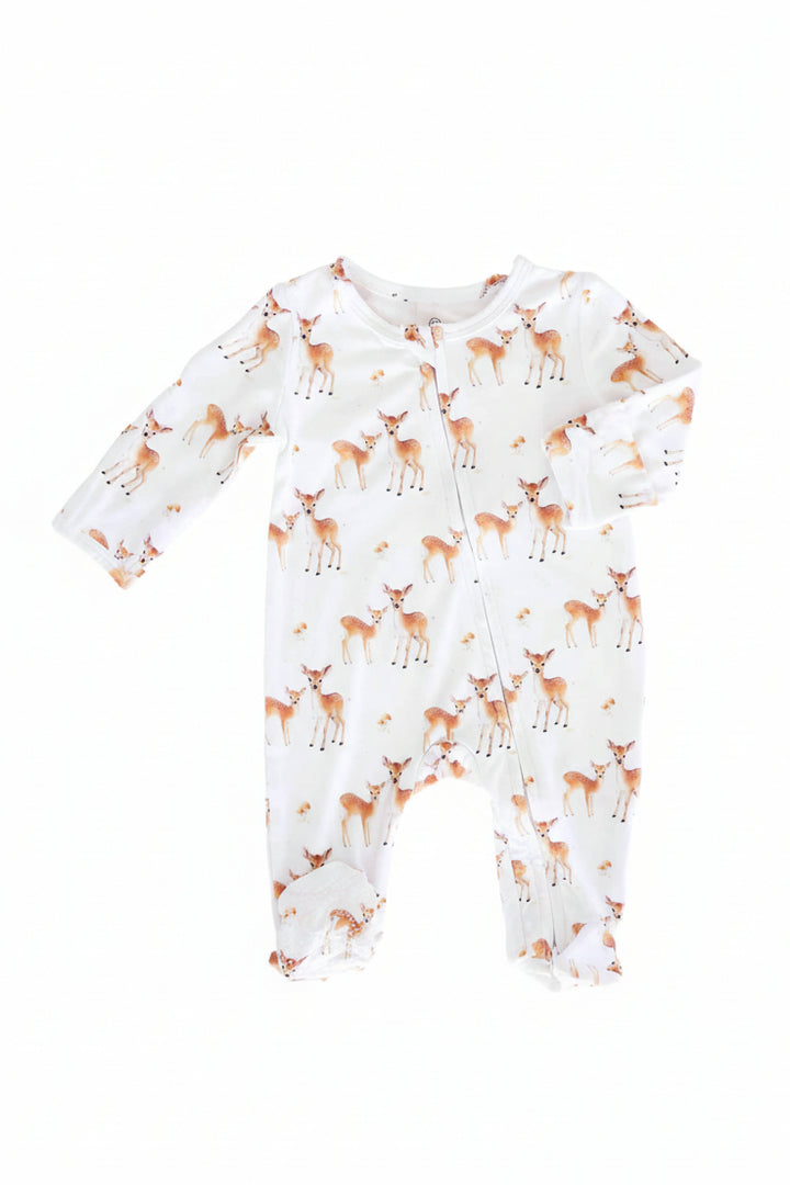 friendly fawns bamboo zipper footie for babies 