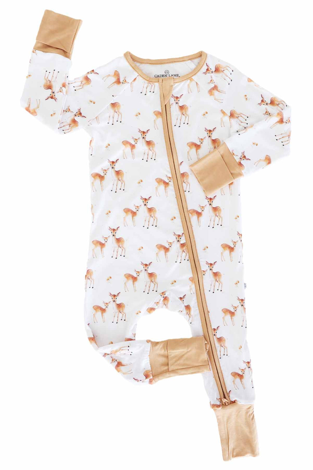 bamboo viscose convertible zip romper with deer