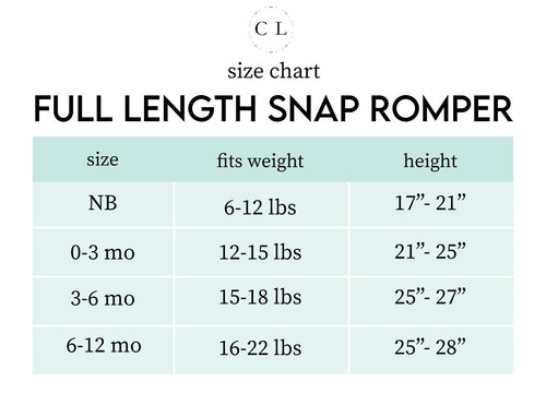 Sizing chart