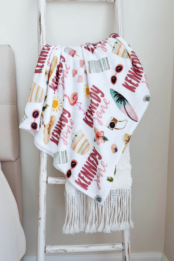 fun in the sun personalized toddler blanket