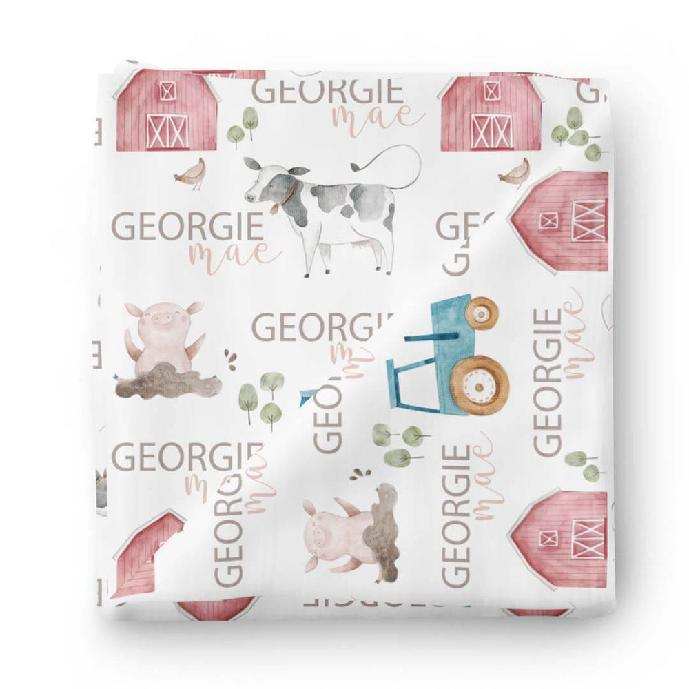 personalized swaddle blanket frankie's farm party