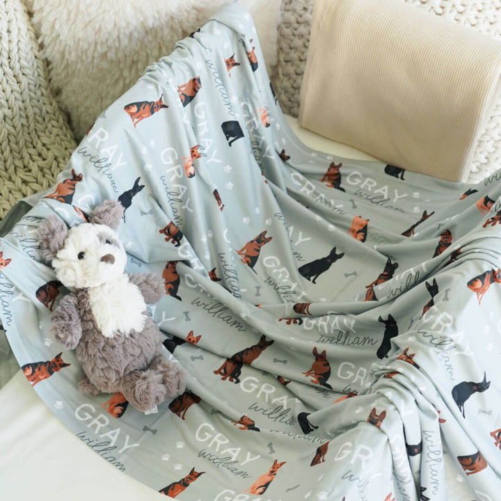 Personalized Baby Name Swaddle Blanket | Dog Breeds