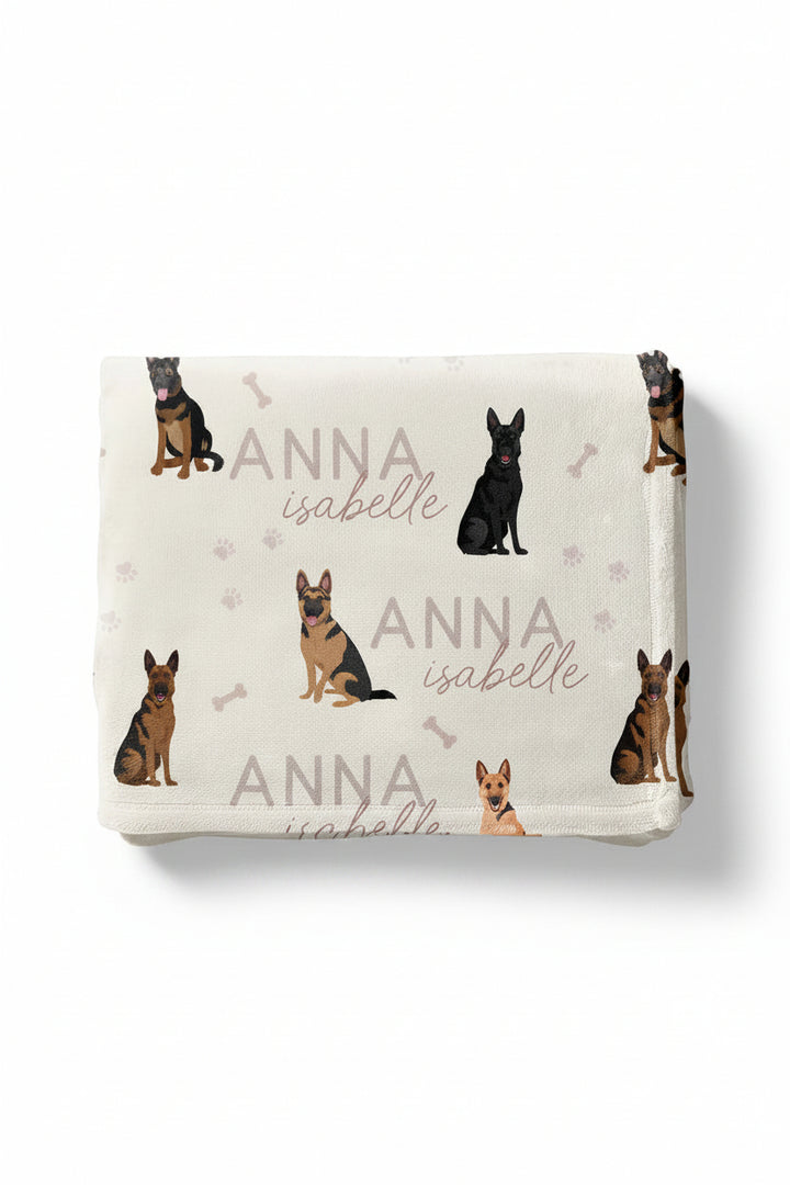 german shepherd personalized kids blanket neutral