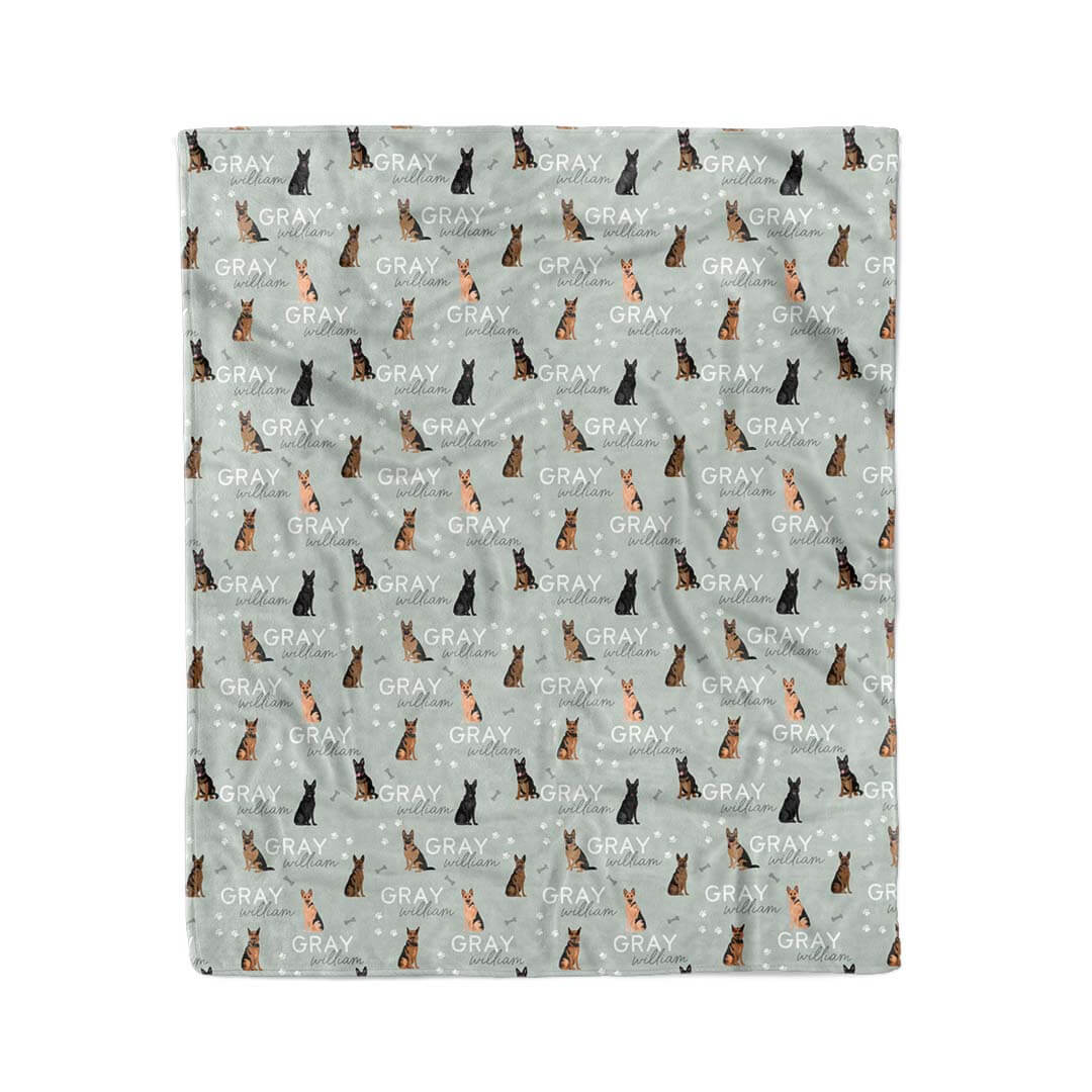 personalized kids blanket green german shepherd 