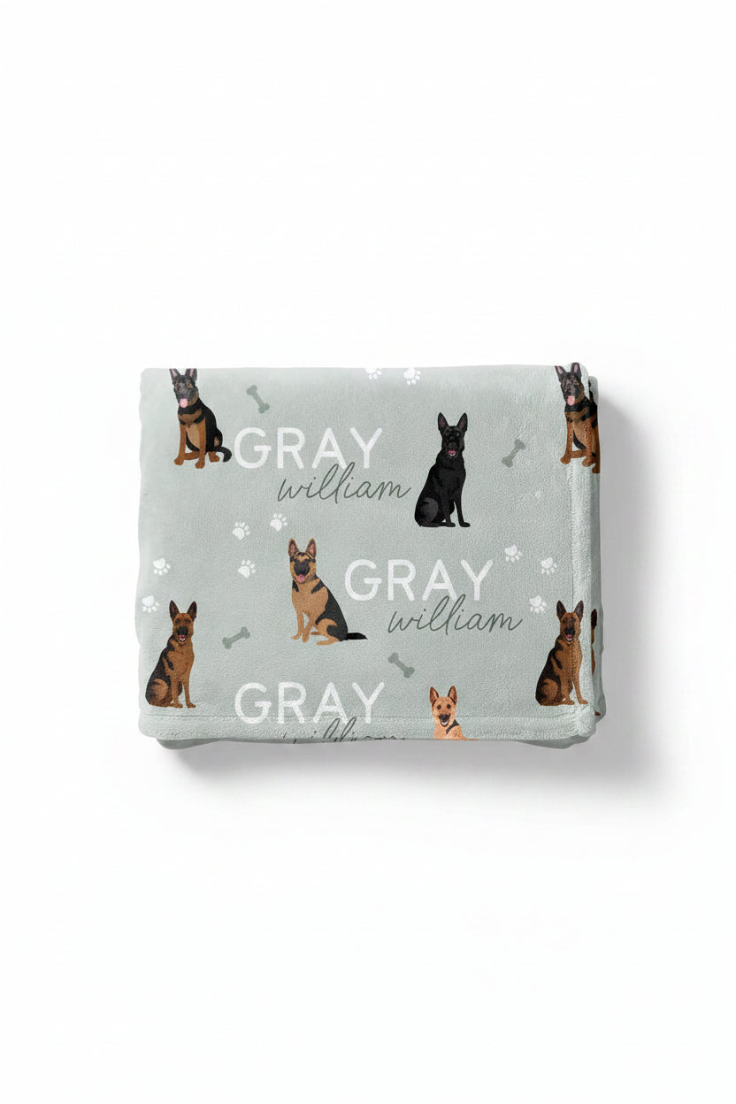german shepherd kids blanket green