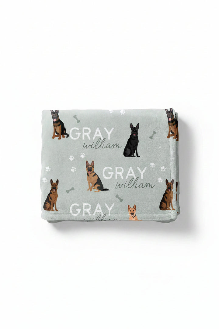 german shepherd kids blanket green