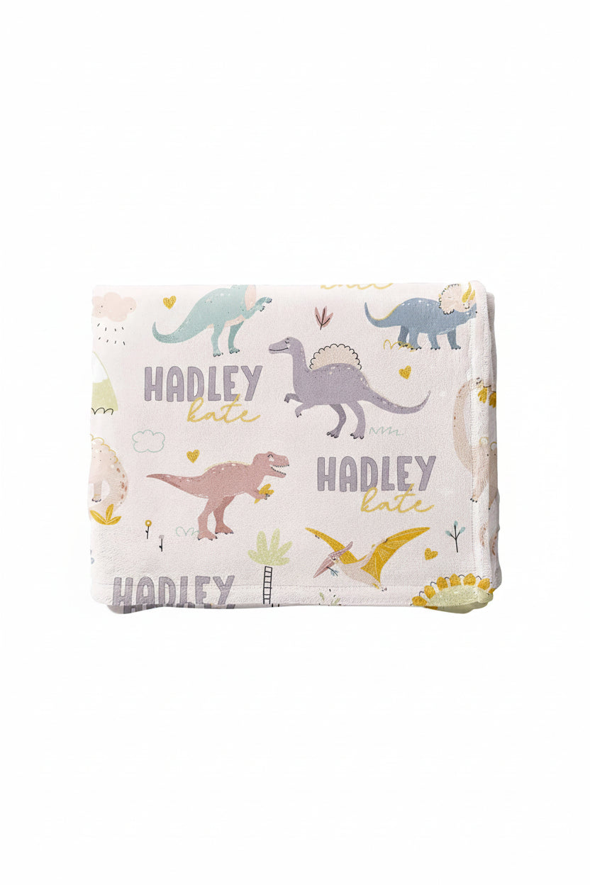 Pastel Dino Personalized Kids Blanket