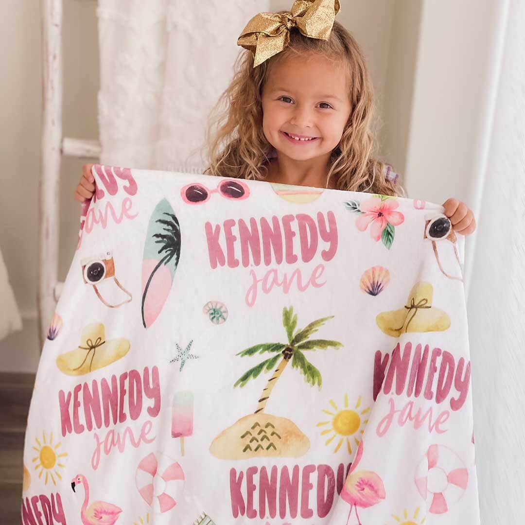 fun in the sun personalized kids blanket 